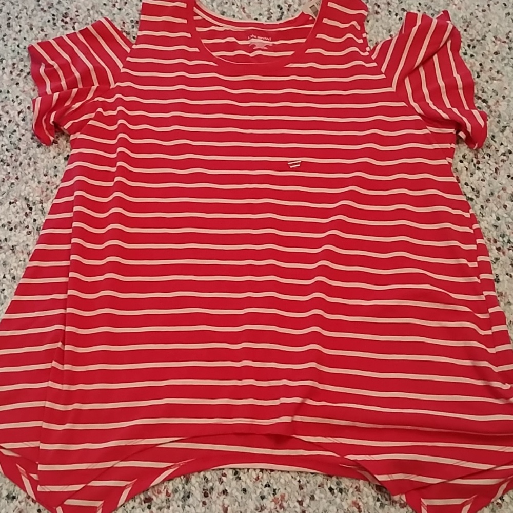 Lane Bryant Striped PINK cold shoulder top-22-24